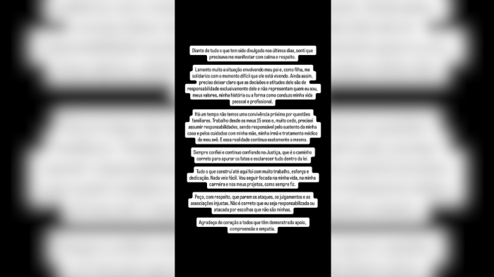 Duda Freire desabafou sobre prisão do pai