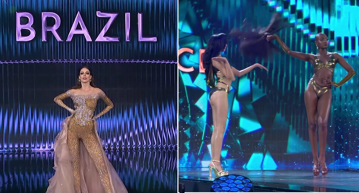 Miss Brasil transforma vestido em macacão e Miss França tira a peruca em desfile; vídeos