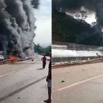 Vídeo: batida entre caminhões causa incêndio, interdita a Fernão Dias e mata uma pessoa em MG
