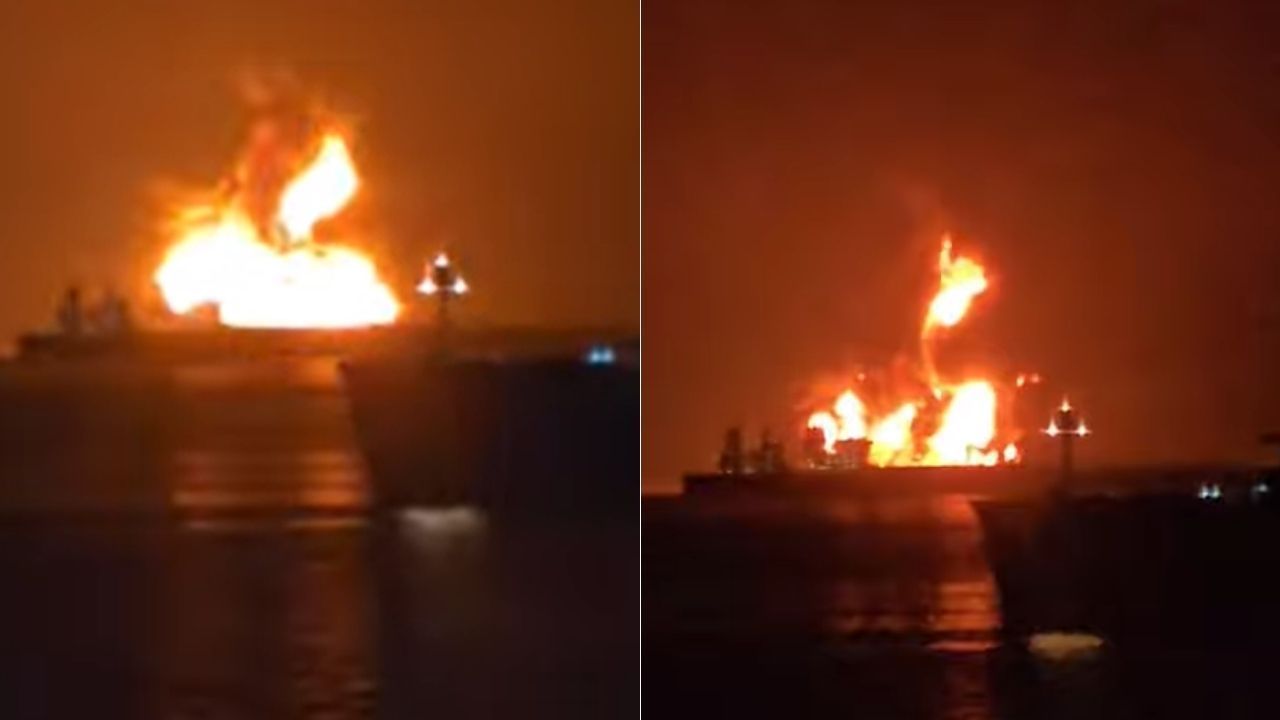 Vídeo: navios petroleiros são destruídos por fogo após ataque no Iraque