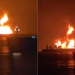 Vídeo: navios petroleiros são destruídos por fogo após ataque no Iraque