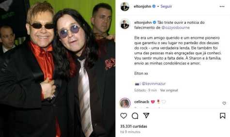 Elton John e Tico Santa Cruz lamentaram o falecimento de Ozzy