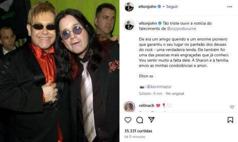 Elton John e Tico Santa Cruz lamentaram o falecimento de Ozzy