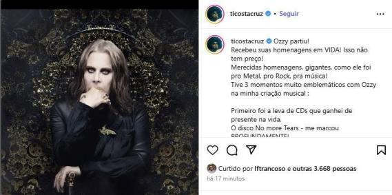 Elton John e Tico Santa Cruz lamentaram o falecimento de Ozzy