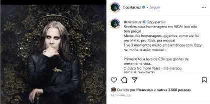 Elton John e Tico Santa Cruz lamentaram o falecimento de Ozzy
