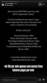 Murilo Huff expôs os gastos pelas redes sociais