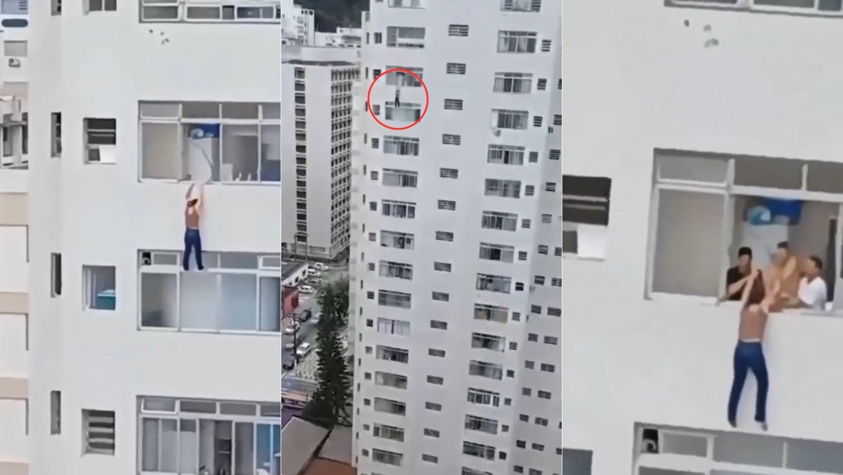 Mulher escorrega e fica pendurada em prédio ao tentar limpar janela em SP; veja vídeo