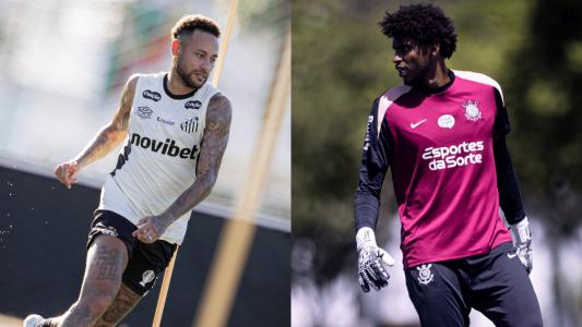 Neymar, do Santos, e Hugo Souza, do Corinthians