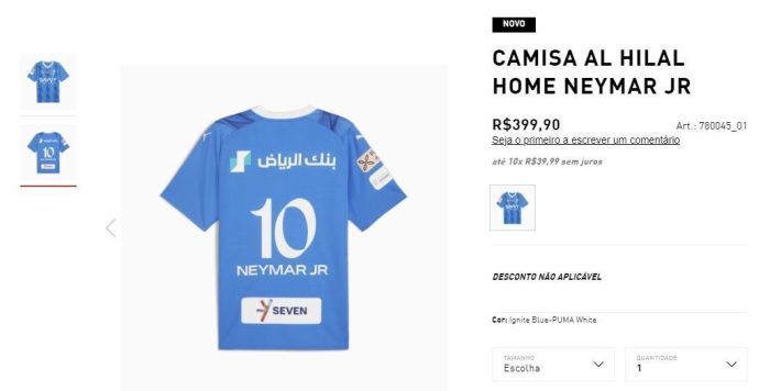 Venda da camisa do Al Hilal no site da Puma no Brasil Venda da camisa do Al Hilal no site da Puma no Brasil