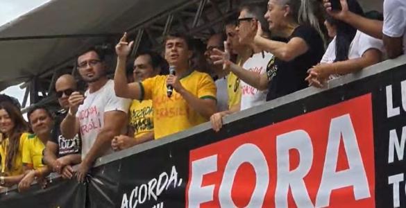 Nikolas Ferreira fez duras críticas ao ministro Alexandre de Moraes, durante manifestação na Praça da Liberdade, em BH