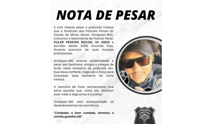Sindicato lamenta morte de policial penal morto por detento em hospital, na região Centro-Sul de BH