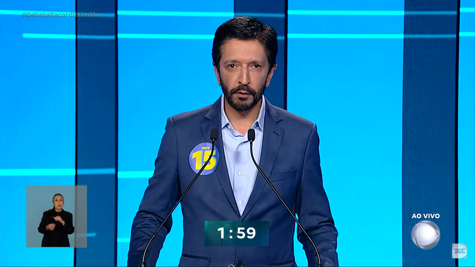 Debate em SP: Nunes cita gestão 'em momento difícil' e diz ter 'energia' para um novo mandato