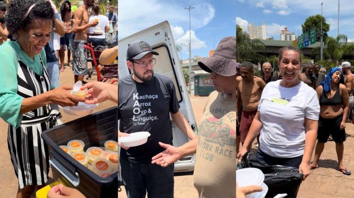 Ôncevai em distribuição de marmitas para pessoas em situação de rua junto do projeto Comida que Abraça