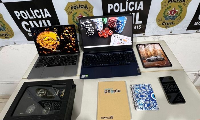 Materiais apreendidos durante a operação 'Sorte Grande' deflagrada pela PCMG em Juiz de Fora 