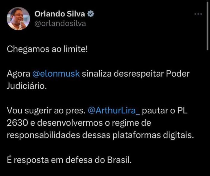 O deputado Orlando Silva (PCdoB-SP) usou as redes sociais para defender a votação do chamado PL das Fake News