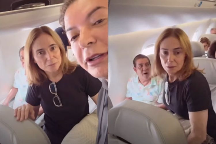 David Brazil encontra Zeca Pagodinho em avião e 'briga' para sentar na janela
