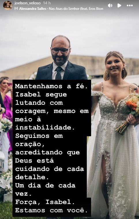 Pai de Isabel Veloso publicou mensagem à filha 