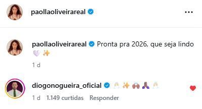 Diogo Nogueira comentou na foto de Paolla Oliveira 