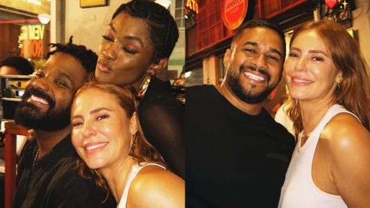 Paolla Oliveira ao lado de amigos no RJ