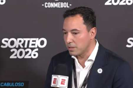 Pedro Junio em entrevista à ESPN no sorteio da Libertadores 2026