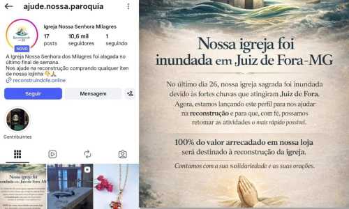 Perfil nas redes sociais pede doações para obras em igreja que não existe na Arquidiocese de Juiz de Fora Foto Redes Sociais Reprodução.jpg