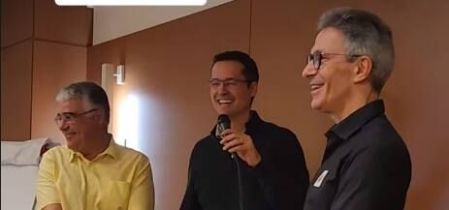 Senador Eduardo Girão, ex-deputado federal Deltan Dallagnol e governadr Romeu Zema, todos do Partido Novo