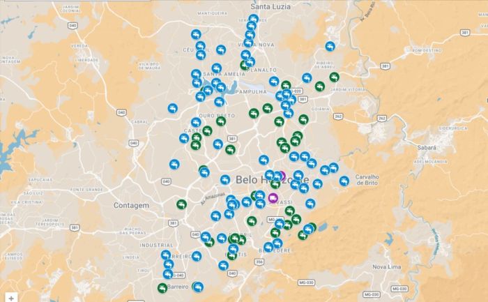 Mapa de pontos de hidratação em BH