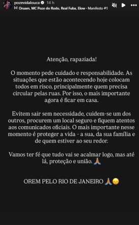 Poze do Rodo orientou os seguidores sobre a megaoperação contra o CV no RJ