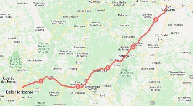 Previsão de novas praças de pedágio na BR-381, entre BH e Governador Valadares