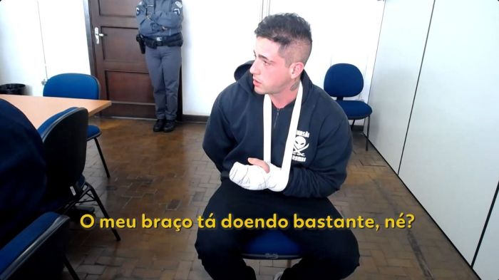 Pedro durante depoimentos em audiência de custódia.