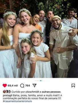 Preta Gil cantou no casamento de Mari Saad e Romulo Arantes Neto