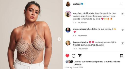 Foto destacada no perfil de Preta Gil recebeu diversos comentários