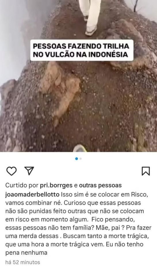 João apagou a publicação após repercussão negativa 