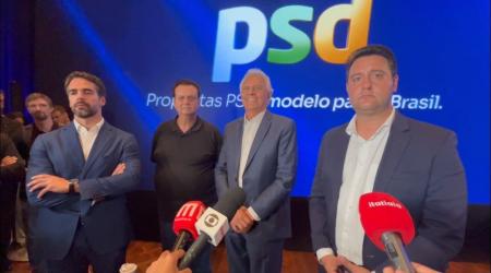 Eduardo Leite, Kassab, Caiado e Ratinho Junior estiveram juntos em evento do PSD em São Paulo