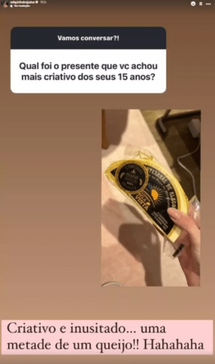 Rafa Justus foi presenteada com um queijo minas