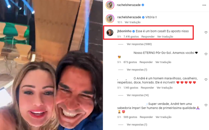 Boninho reage a vídeo de Rachel e André juntos 
