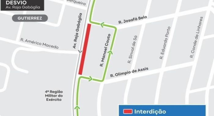 Mapa mostra região que passará por obras 