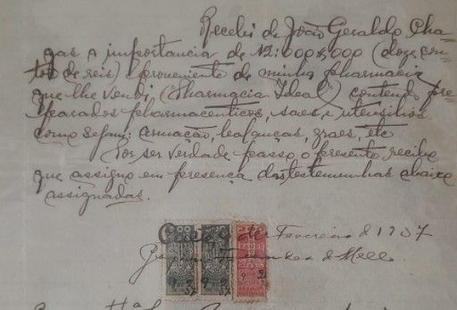 Recibo de compra faz parte do acervo do museu Recibo de compra faz parte do acervo do museu