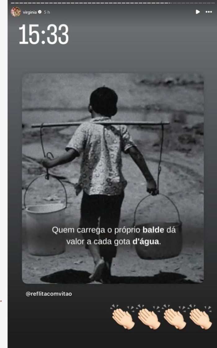Virginia refletiu em seu Instagram