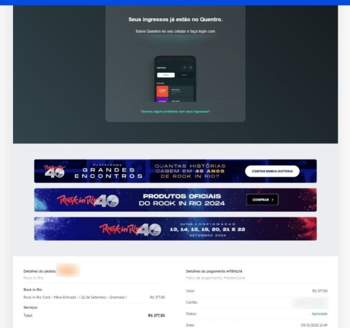 Vítimas compraram ingressos para Rock in Rio 2024, mas não conseguem retirá-los. Vítimas compraram ingressos para Rock in Rio 2024, mas não conseguem retirá-los.