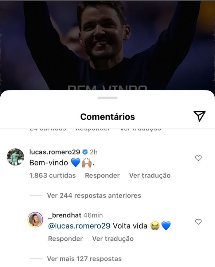 Lucas Romero desejou as boas-vindas a Larcamón em chegada ao Cruzeiro