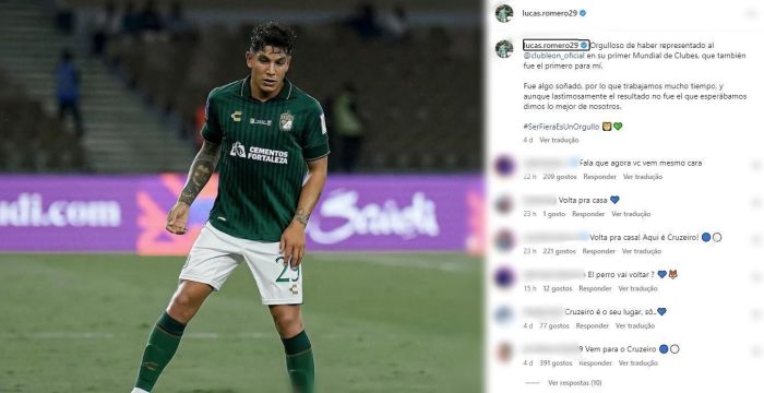 Na pauta do Cruzeiro, Lucas Romero teve redes sociais 'invadidas' por torcedores