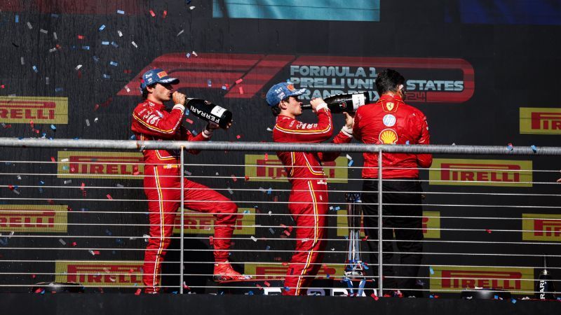 Fórmula 1: Leclerc comemora dobradinha da Ferrari em Austin e faz projeção para título