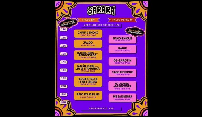 Confira os horários dos shows 