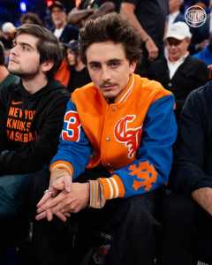 Timothée Chalamet assistem jogo entre Knicks e Pacers na final do Leste da NBA