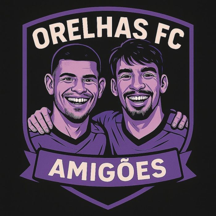 O escudo do Orelhas F.C, time de Paquetá e Bruno Guimarães