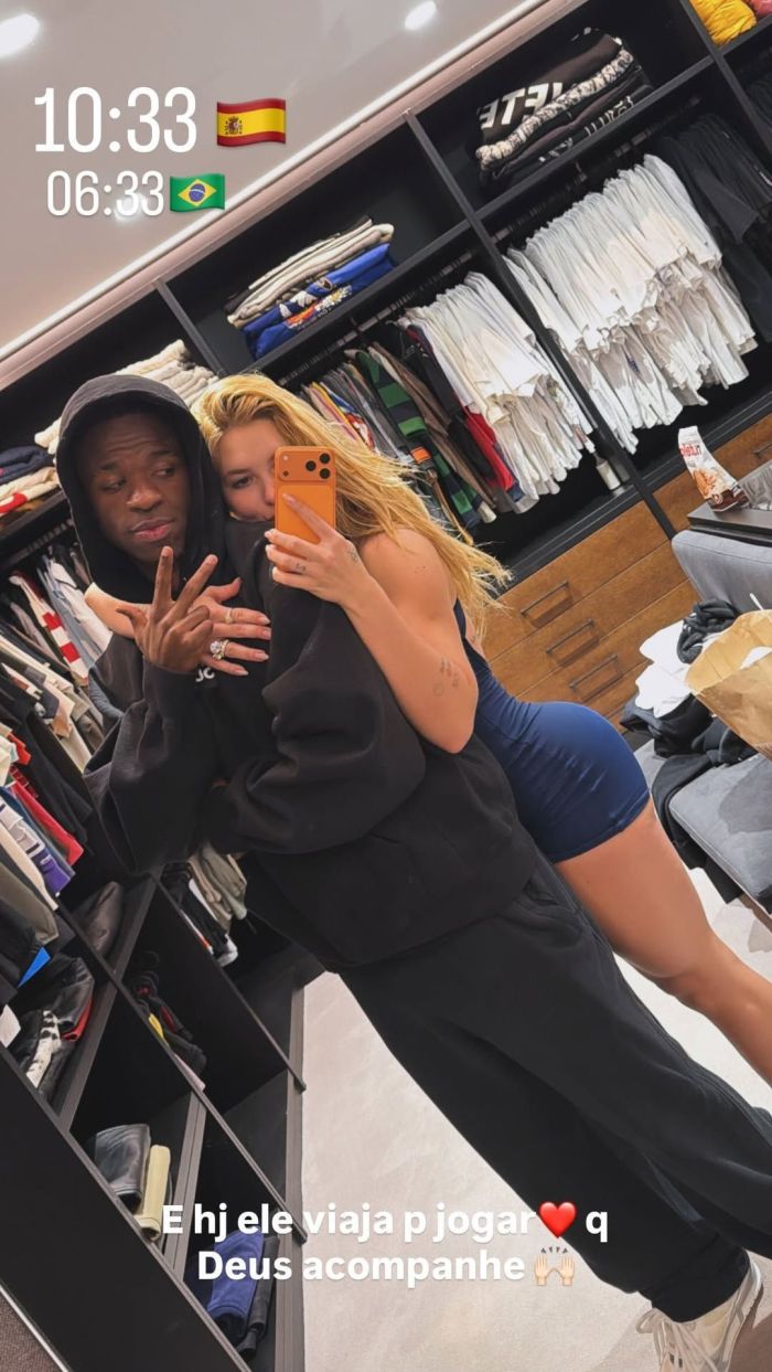Virginia deseja boa viagem a Vini Jr. antes de jogo da Champions League
