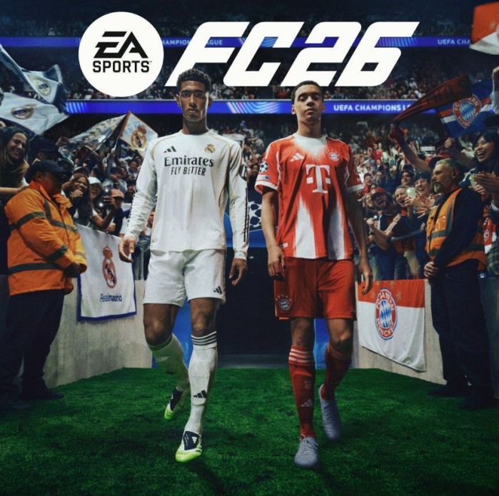 Capa do EA Sports FC 26, com Bellingham e Musiala