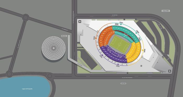 Mapa do Mineirão, estádio em Belo Horizonte