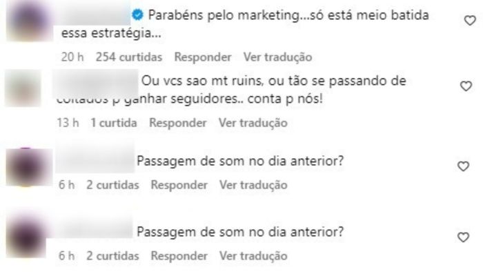 Os comentários, foram feitos por diversas pessoas no Instagram, onde questionam sobre a veracidade do vídeo.